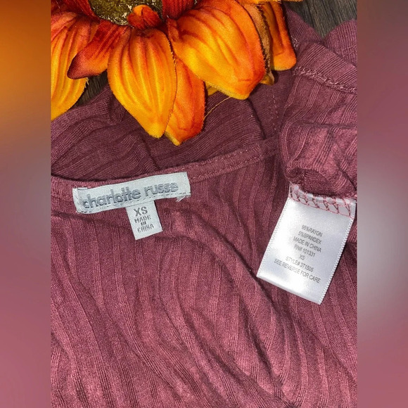 🌻5/$25🌻CHARLOTTE RUSSE Dusty Pink Ribbed Lace-Up Cropped Tank Top | X-SMALL | - Picture 6 of 6